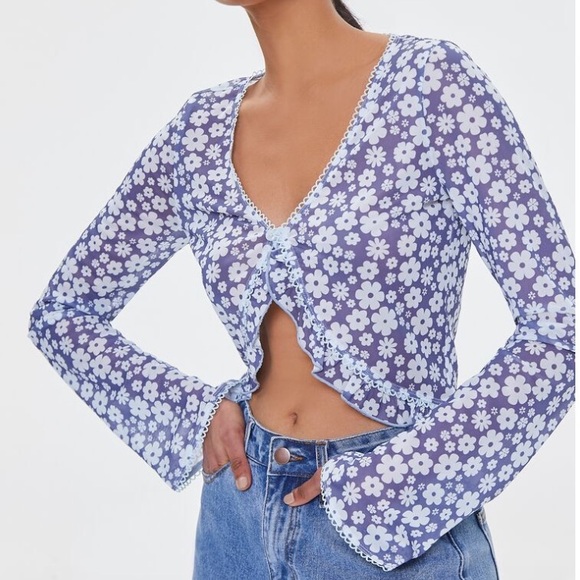 Mesh Floral Print Top - Picture 2 of 5